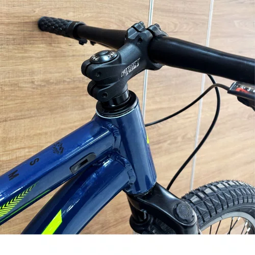 Bicicleta First Aro 20 Smitt Juvenil 7v Freio Disco Azul Galaxy Com Amarelo Neon