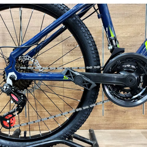 Bicicleta First Aro 24 Smitt Juvenil 21v Freio Disco Azul Galaxy com Amarelo tam 13,5