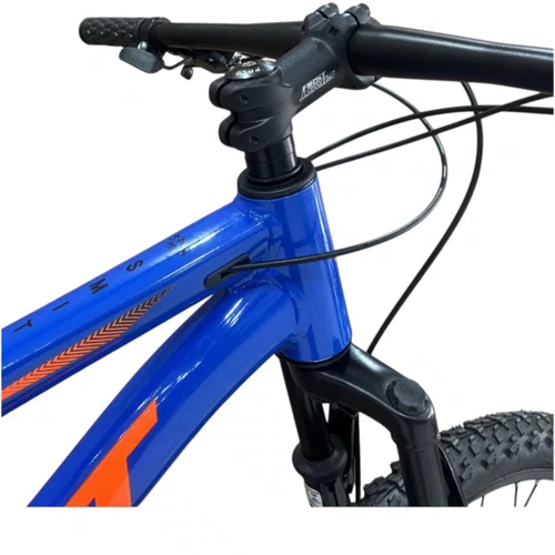 Bicicleta First Aro 24 Smitt Juvenil 21v Freio Disco Azul Hunter com Laranja tam 13,5