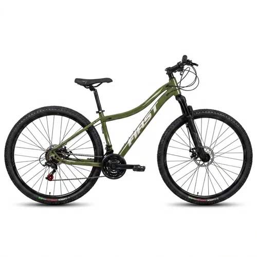 Bicicleta First Aro 29 Smitt Fem 21v Freio Disco Verde Militar/Prata 15,5