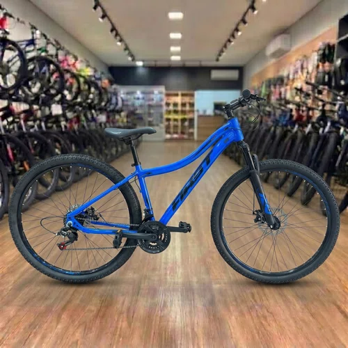 Bicicleta First Aro 29 Smitt Feminina 21v Freio Disco Azul Hunter com Preto Tam 15,5