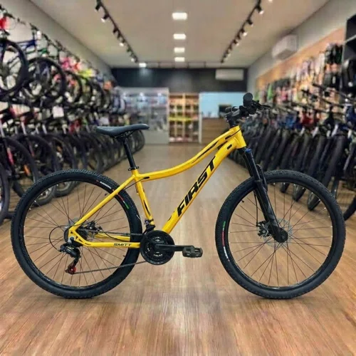 Bicicleta First Aro 29 Smitt Feminina 21v Freio Disco Ouro com Preto Tam 17,5