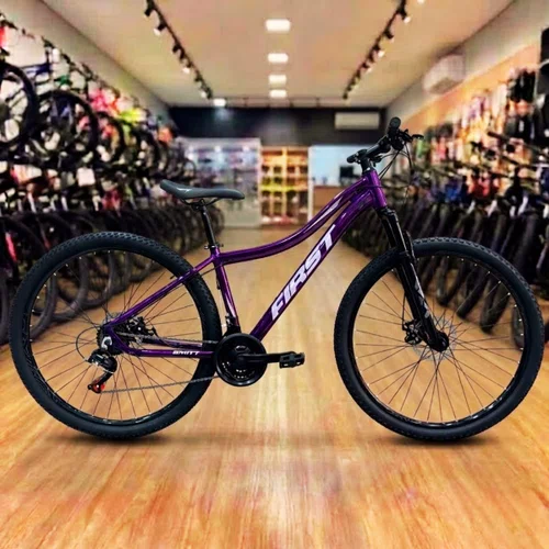 Bicicleta First Aro 29 Smitt Feminina 21v Freio Disco Violeta Com Prata Tam 15,5