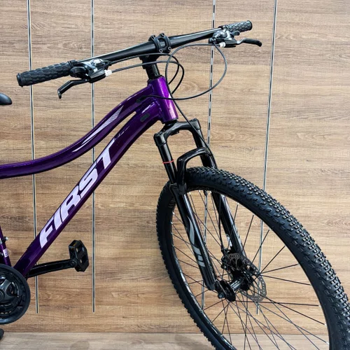 Bicicleta First Aro 29 Smitt Feminina 21v Freio Disco Violeta Com Prata Tam 15,5