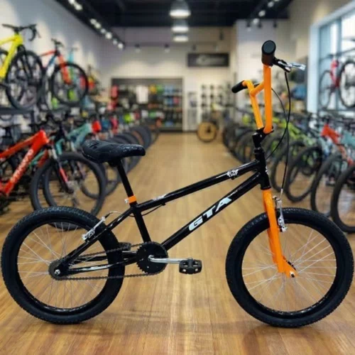 Bicicleta GTA Aro 20 BMX Flip Preto com Laranja