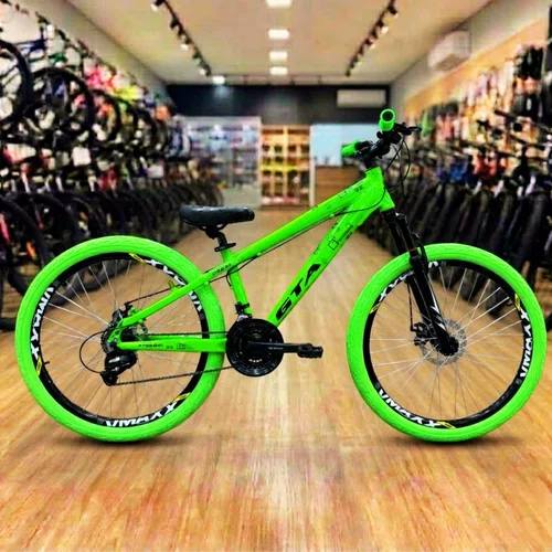 Bicicleta GTA Aro 26 Rebel Freeride 21v Freio Disco Verde Com Verde