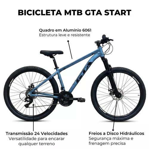 Bicicleta GTA Aro 29 Start 24v Freio Disco Hidráulico Verde Tam 17