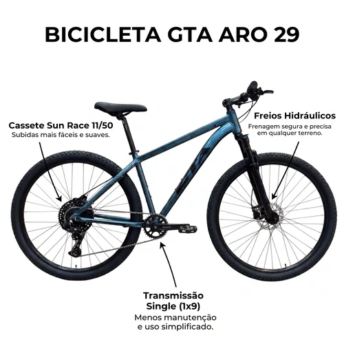 Bicicleta Gta Aro 29  Start 9v Single Sun Race Freio Hidráulico Verde Tam 17