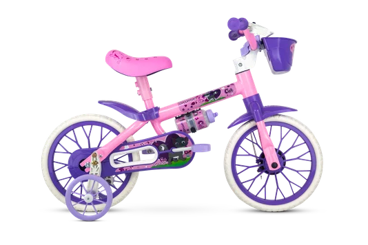 Bicicleta Nathor Aro 12 Cat Rosa com Lilás