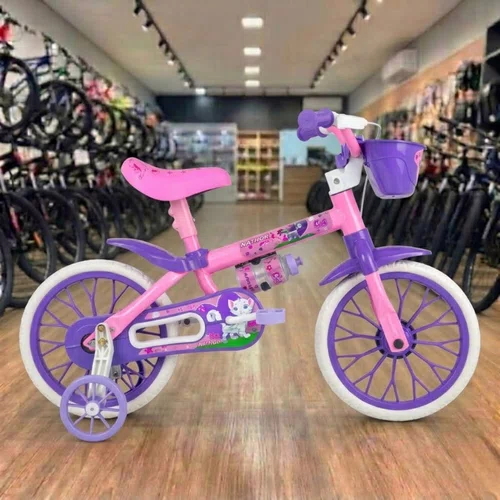 Bicicleta Nathor Aro 12 Cat Rosa com Lilás