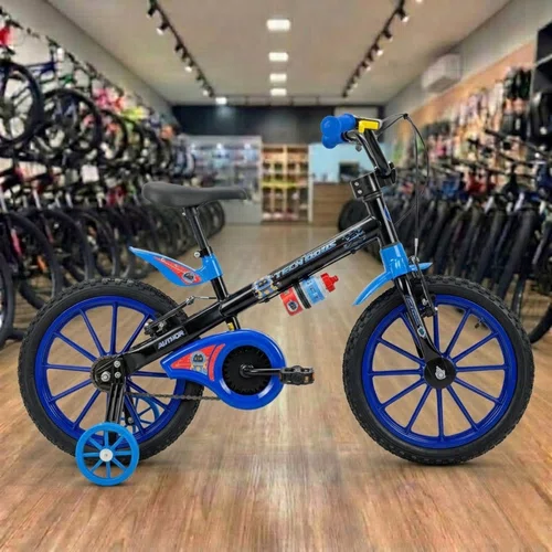 Bicicleta Nathor Aro 16 Tech Boys Preto com Azul