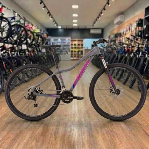 Bicicleta Oggi Aro 29 Float Sport 21v Freio Disco Grafite com Pink e Azul