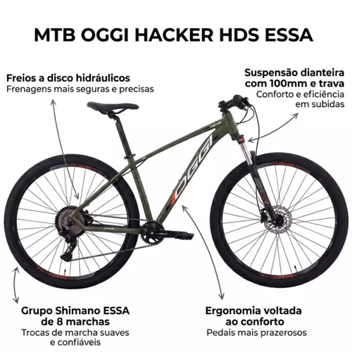 Bicicleta Oggi Aro 29 HDS Alum 8v Shimano Freio Hidráulico
