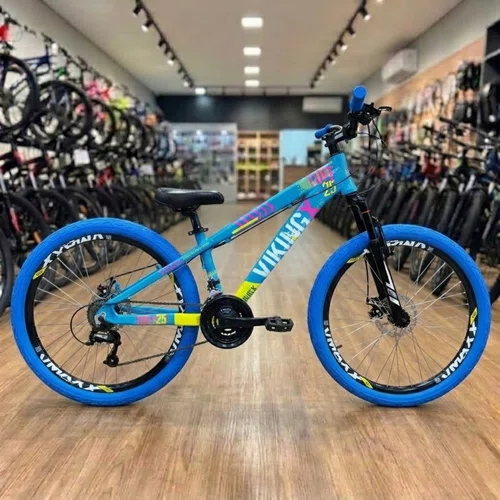 Bicicleta Viking Aro 26 Dirt JTuff25 21V Freio Disco Azul com Amarelo