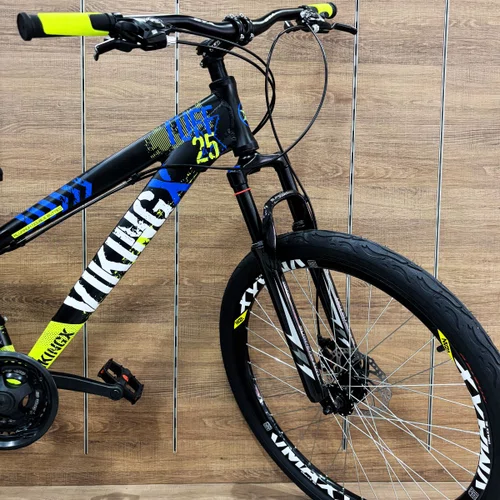 Bicicleta Viking Aro 26 Dirt JTuff25 21V Freio Disco Preto com Azul e Amarelo