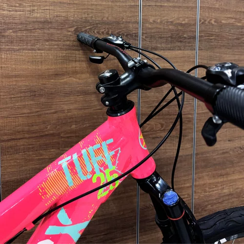 Bicicleta Viking Aro 26 Dirt JTuff25 21V Freio Disco Rosa com Branco e Verde