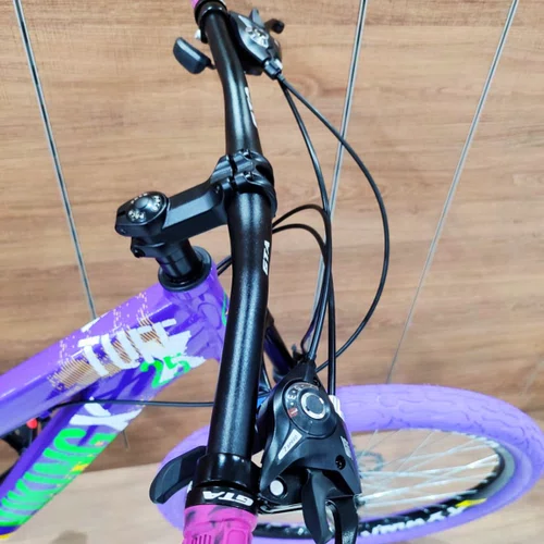 Bicicleta Viking Aro 26 Dirt JTuff25 21V Freio Disco Roxo com Amarelo