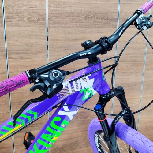 Bicicleta Viking Aro 26 Dirt JTuff25 21V Freio Disco Roxo com Amarelo