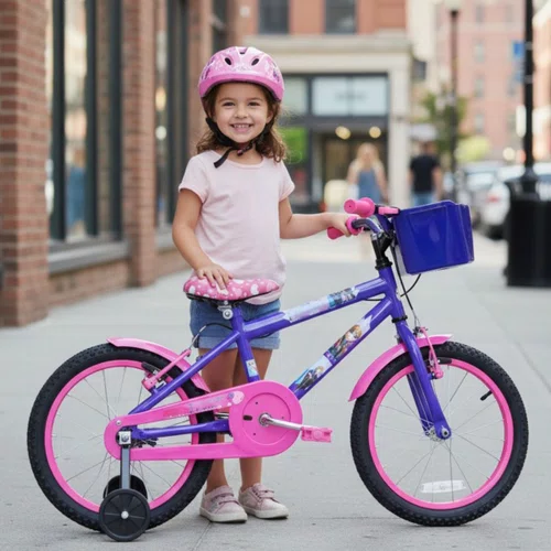 Bicicleta Wendy Aro 16 Feminina com Cesta Lilás com Rosa