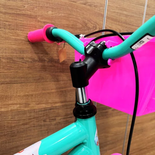 Bicicleta Wendy Aro 16 Feminina com Cesta Verde Aniz com Rosa