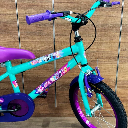 Bicicleta Wendy Aro 16 Feminina com Cesta Verde Aniz com Violeta