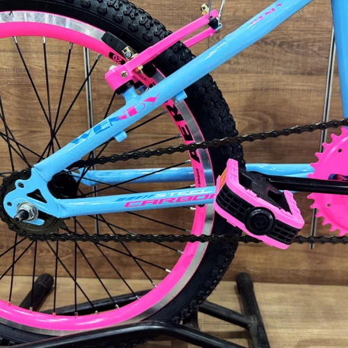 Bicicleta Wendy Aro 20 Feminina Com Cesta Azul Bebe com Rosa