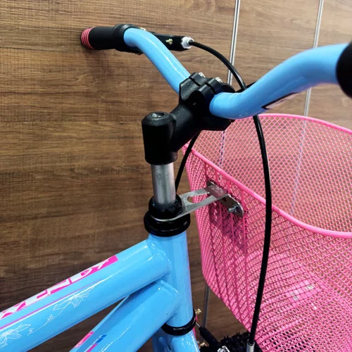 Bicicleta Wendy Aro 20 Feminina Com Cesta Azul Bebe com Rosa