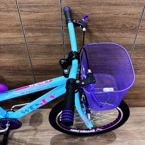 Bicicleta Wendy Aro 20 Feminina Com Cesta Azul Bebe com Violeta