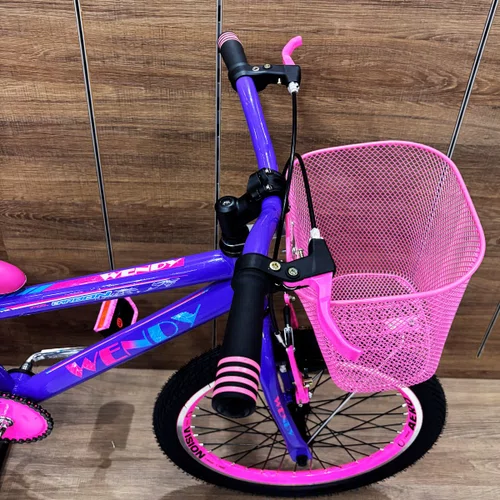 Bicicleta Wendy Aro 20 Feminina Com Cesta Lilás com Rosa
