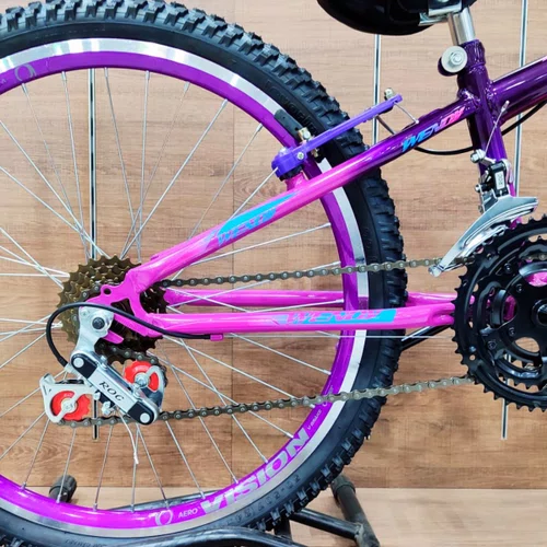 Bicicleta Wendy Aro 24 18M Feminina Com Cesta Pink com Violeta