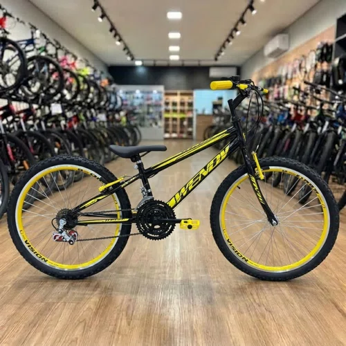 Bicicleta Wendy Aro 24 18M Rebaixado Preto com Amarelo