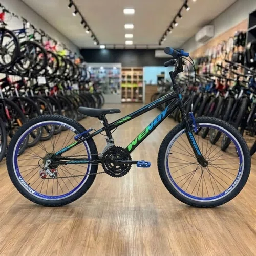 Bicicleta Wendy Aro 24 18M Rebaixado Preto com Azul
