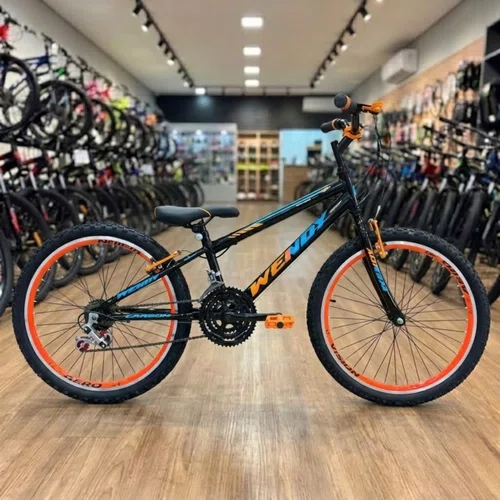 Bicicleta Wendy Aro 24 18M Rebaixado Preto com Laranja