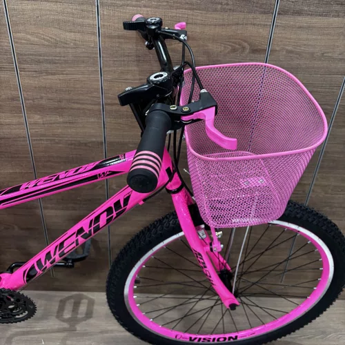 Bicicleta Wendy Aro 26 18 Marchas Rebaixado Com Cesta Rosa Chiclete