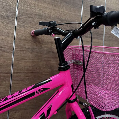 Bicicleta Wendy Aro 26 18 Marchas Rebaixado Com Cesta Rosa Chiclete
