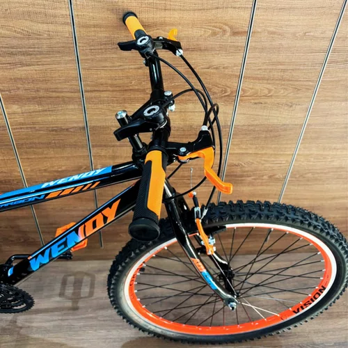 Bicicleta Wendy Aro 26 18 Marchas Rebaixado Preto com Laranja
