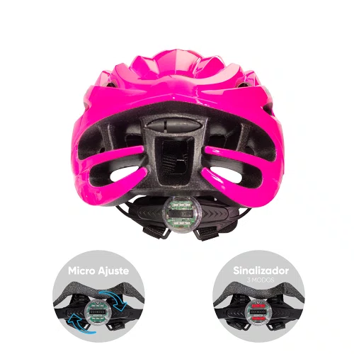Capacete GTA MTB Start Pink Com Sinalizador Tam G
