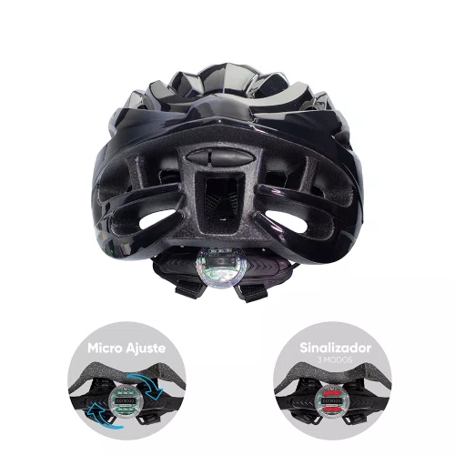 Capacete GTA MTB Start Preto Com Sinalizador Tam G