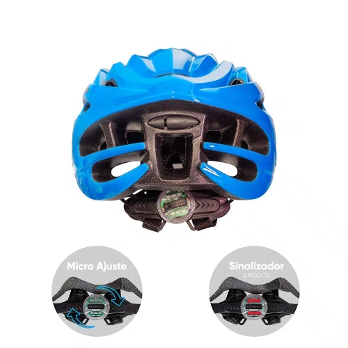 Capacete GTA MTB Start Azul com Sinalizador Tam G