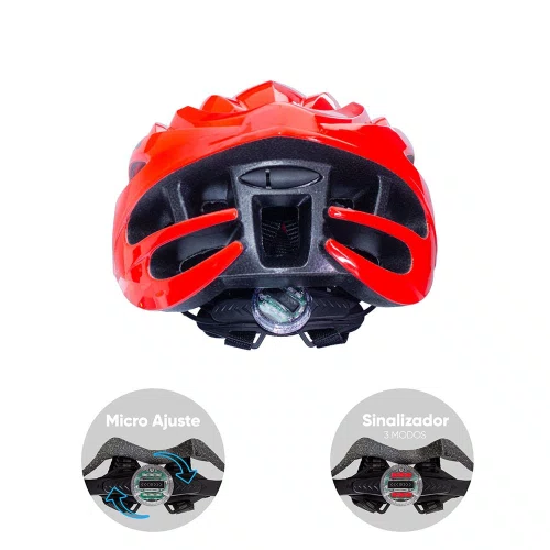 Capacete GTA MTB Start Vermelho Com Sinalizador Tam G