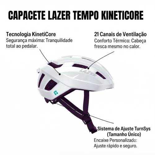 Capacete Mtb Lazer Tempo Kineticore Branco 54/61