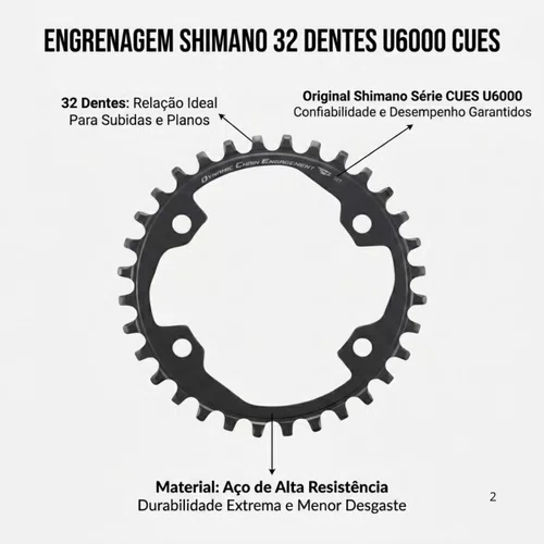 Engrenagem Shimano 32 Dentes Cues U6000 Bcd96 9/10/11