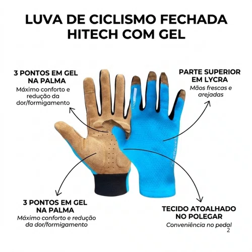 Luva Ciclismo Elleven Hitech Azul/Marron Gel Tam P