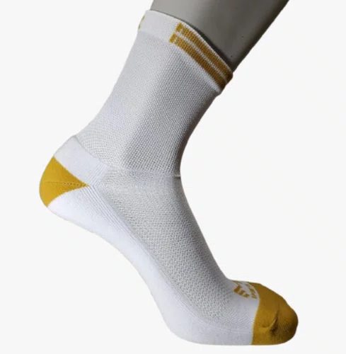 Meia Ciclismo Fabrica De Meias Bk Branco Com Ouro Tam 34/39