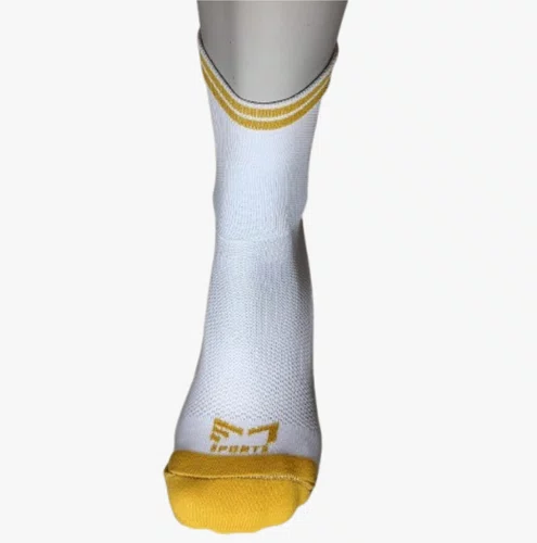 Meia Ciclismo Fabrica De Meias Bk Branco Com Ouro Tam 34/39