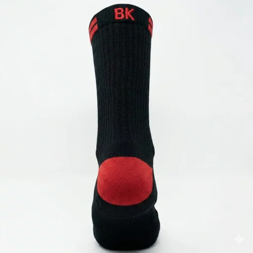 Meia Ciclismo Fabrica De Meias FMCL011 Bk Preto Com Vermelho Tam 34/39