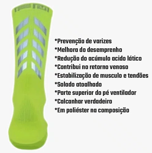 Meia Ciclismo Fabrica De Meias FMCL041 Refletiva Amarelo Neon Tam 34/39