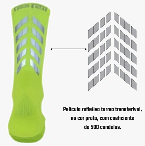 Meia Ciclismo Fabrica De Meias FMCL041 Refletiva Amarelo Neon Tam 34/39