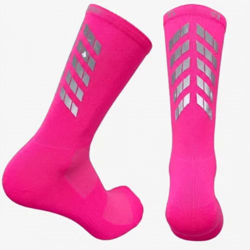 Meia Ciclismo Fabrica De Meias FMCL043 Refletiva Rosa Neon Tam 34/39
