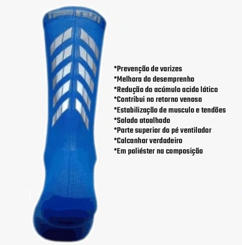 Meia Ciclismo Fabrica De Meias FMCL045 Refletiva Azul Tam 34/38